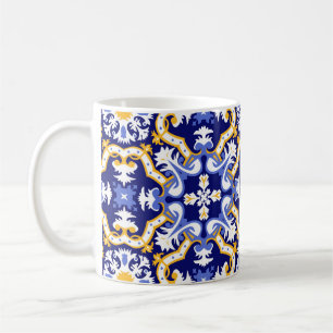 Mug 💙 💛 périwinkle, azulejos bleu et jaune