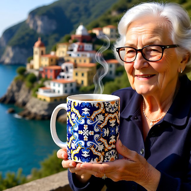 Mug 💙 💛 périwinkle, azulejos bleu et jaune (💙💛 periwinkle, blue and yellow Azulejos Coffee Mug)