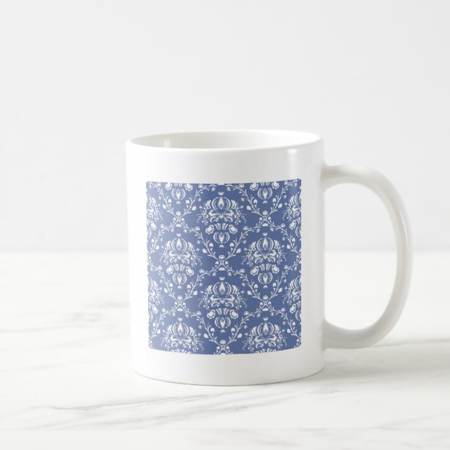 Mug Périwinkle bleu et blanc Damas (Droite)