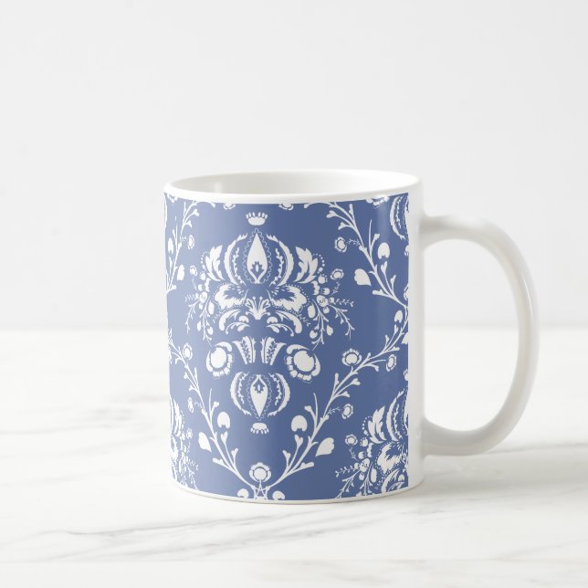 Mug Périwinkle bleu et blanc Damas (Droite)