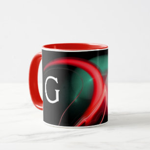 Mug PERLE ALIEN Rouge Vert  Noir Fractales