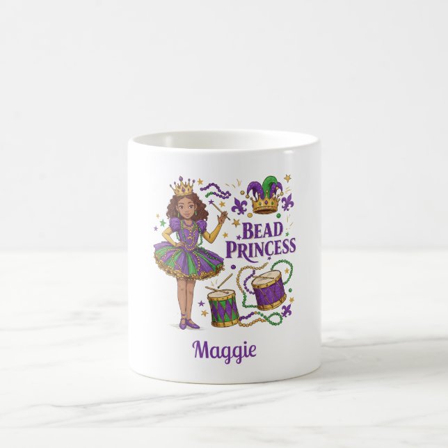 Mug Perle de texte personnalisée Princesse - Mardi Gra (Centre)