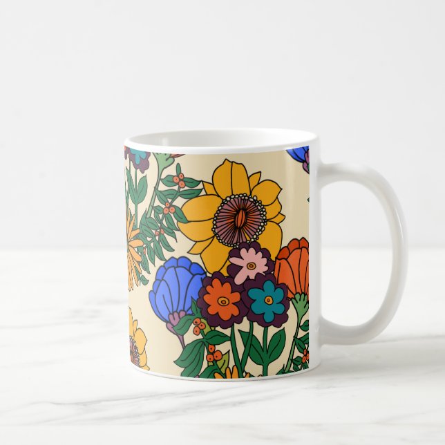 Mug Perle florale les années 70 rétro - Moderne du mil (Droite)