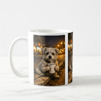 Mug Perrito con café – Noche tranquila en la ciudad