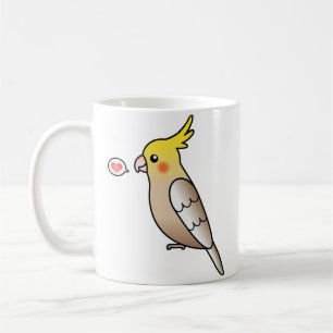 Mug Perroquet à tête grise Cartoon Amour d'oiseau à ca