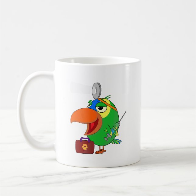 Mug Perroquet amusant Amazon Parrot Vet working Parrot (Gauche)