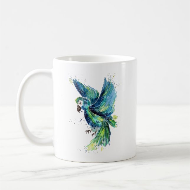 Mug Perroquet Bleu Aquarelle (Gauche)