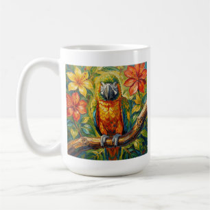 Mug Perroquet Coloré et Fleur Tropicale Personnalisés