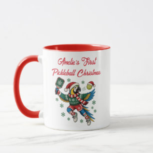 Mug Perroquet de Noël Pickleball Année Personnalisée