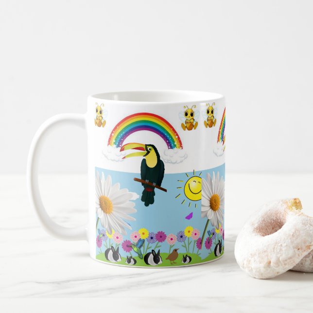 Mug Perroquet lapins arc-en-ciel Musique (Avec donut)