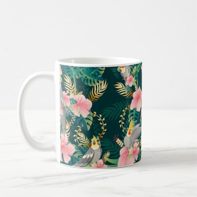 Mug Perroquet motif mignon et sans couture sur gre (Gauche)