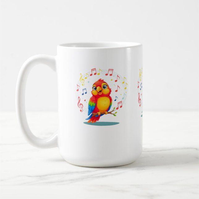 Mug **Perroquet qui chante – Illustration mignonne de  (Gauche)