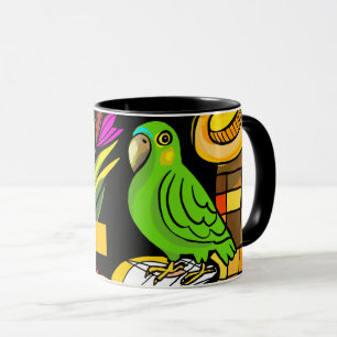 Mug Perroquet vert avec orange et jaune
