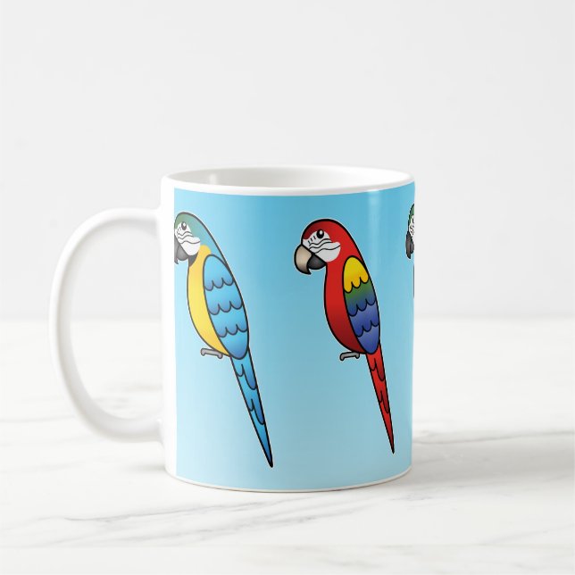 Mug Perroquets Aras de Dessin Animé Mignons (Gauche)