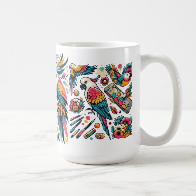 Mug Perroquets colorés Art tropical (Droite)