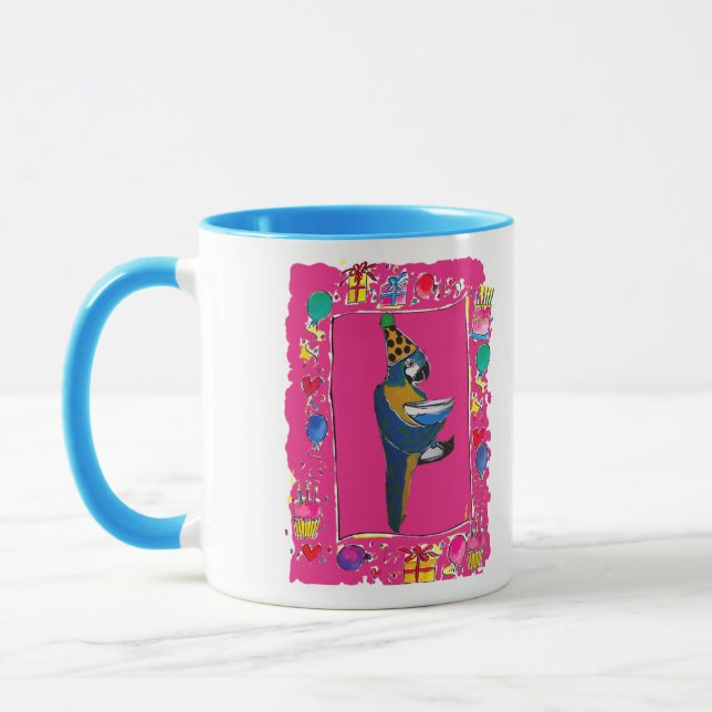MUG PERROQUETS D'ANNIVERSAIRE (Gauche)
