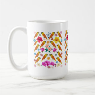Mug Perroquets et fleurs