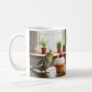 Mug Perruche calopsitte avec un Cupcake aux fraises Am