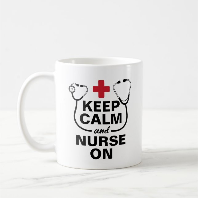 Mug Personalisé Conserver le calme et l'infirmière sur (Gauche)