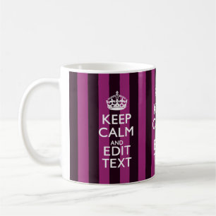 Mug Personalisé KEEP CALM Votre Texte Fuchsia Stripes