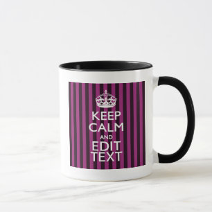 Mug Personalisé KEEP CALM Votre Texte Fuchsia Stripes