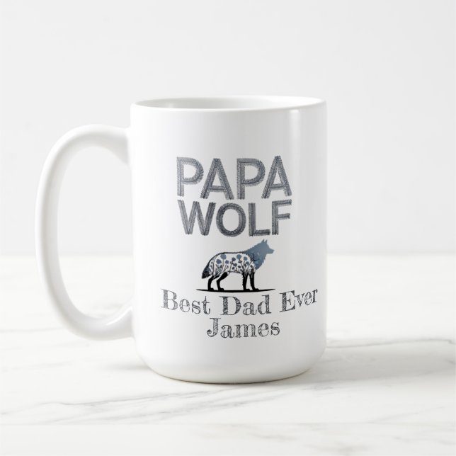 Mug Personalisé Papa Wolf Nature Silhouette (Gauche)