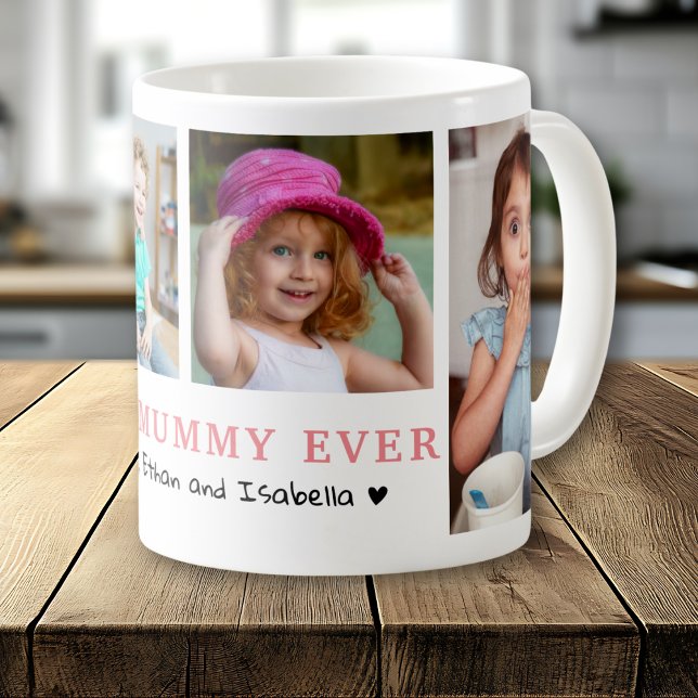 Mug Personalised Best Mummy Ever 4 Photo Collage  (Créateur téléchargé)