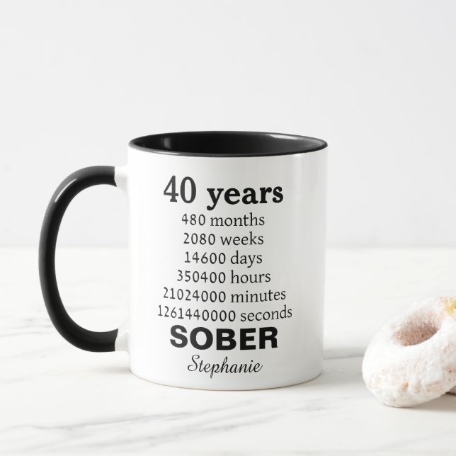 Mug Personalized 40 Years Sober (Avec donut)