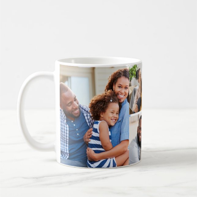 Mug Personalized 5 Photo Family Collage Template (Gauche)