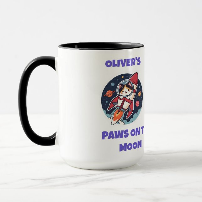 Mug Personalized Astronaut Kitty Coffee & Cocoa Cup (Gauche)