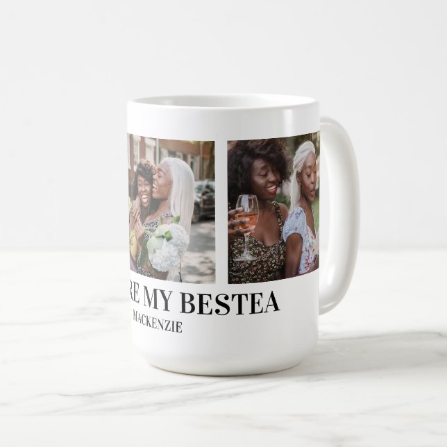 Mug Personalized Bestea (bestie + tea) text 3 photos (Devant droit)