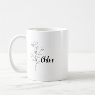 Mug Personalized Birth Flower Ceramic Mug, Custom name
