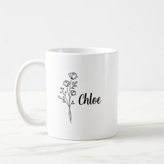 Mug Personalized Birth Flower Ceramic Mug, Custom name