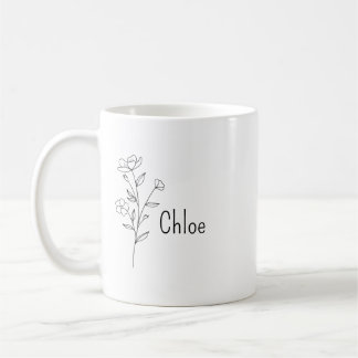 Mug Personalized Birth Flower Ceramic Mug, Custom name