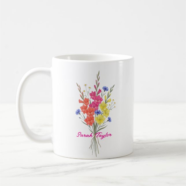 Mug Personalized Birth Flower Gladiolus Custom (Gauche)
