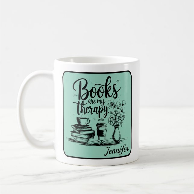 Mug Personalized Books Are My Therapy Bookworms Mint (Gauche)