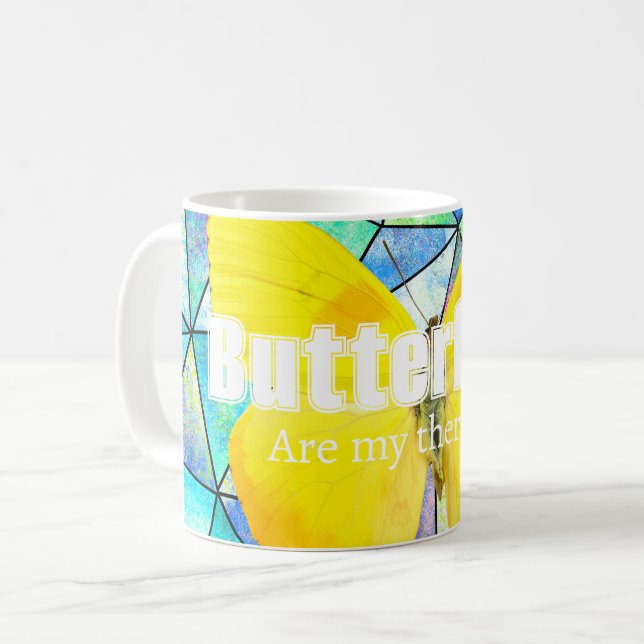 Mug Personalized Butterflies are my theraphy Summer (Devant gauche)