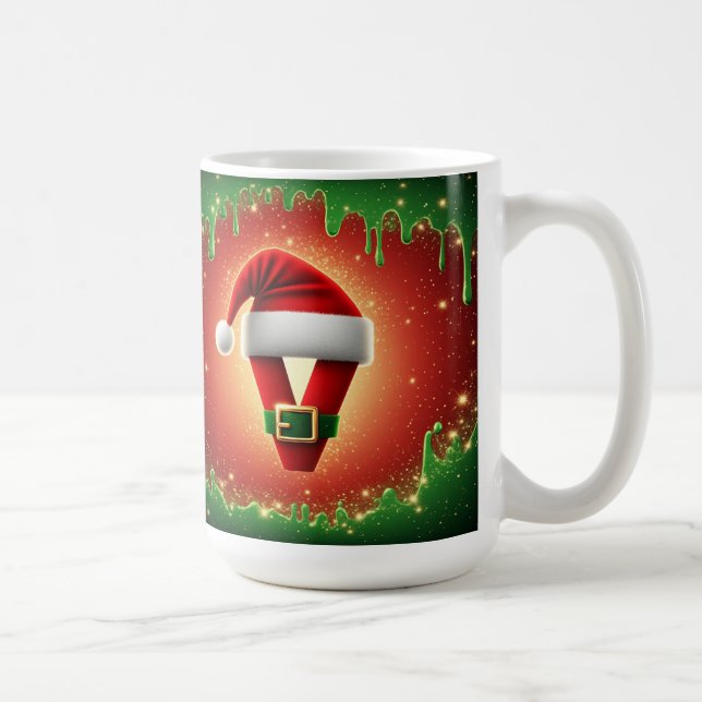 Mug Personalized Christmas Monogram V with Santa Hat (Droite)