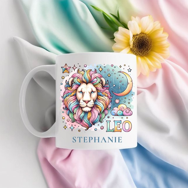 Mug Personalized Colorful Leo Zodiac Astrology Lion (Personalized Colorful Leo Zodiac Astrology Lion Coffee Mug)