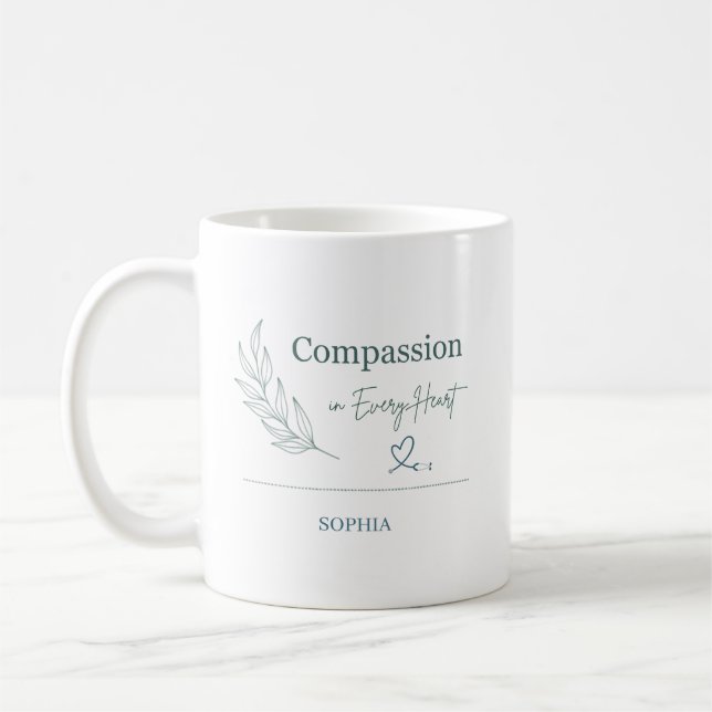 Mug Personalized Compassion in Every Heart Botanical (Gauche)