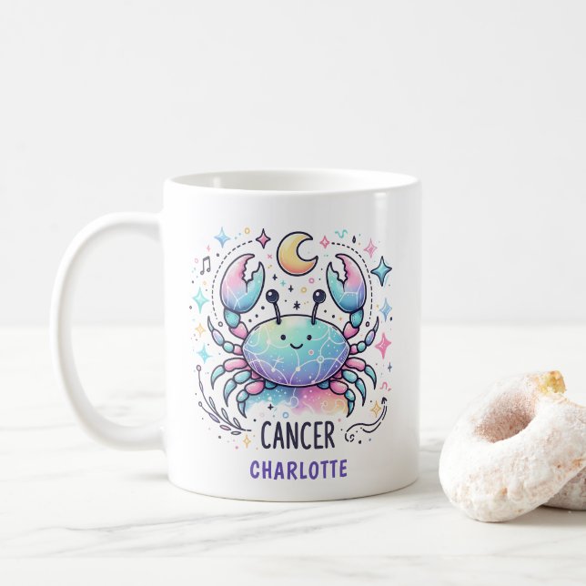 Mug Personalized Cute Cancer Zodiac Crab Astrology (Avec donut)
