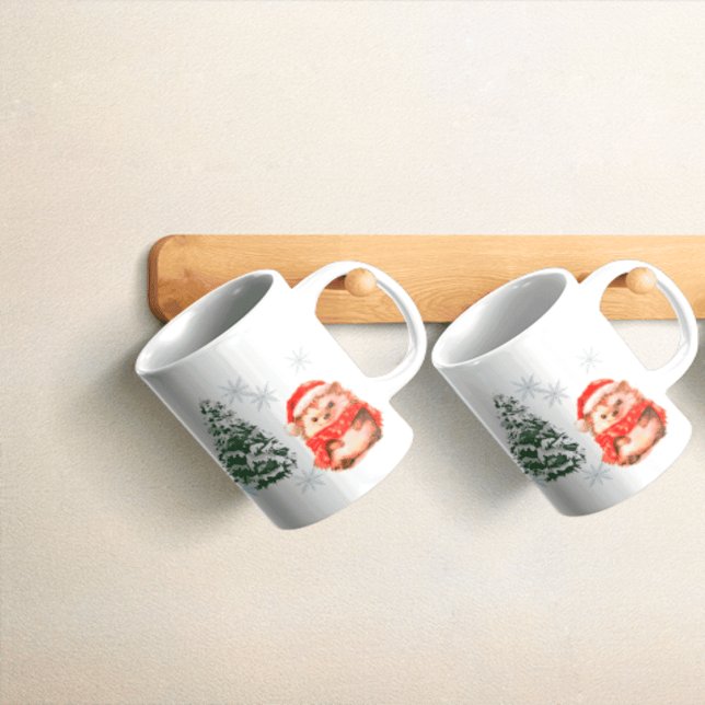 Mug  Personalized Cute Christmas Hedgehog Coff Custom  (Créateur téléchargé)