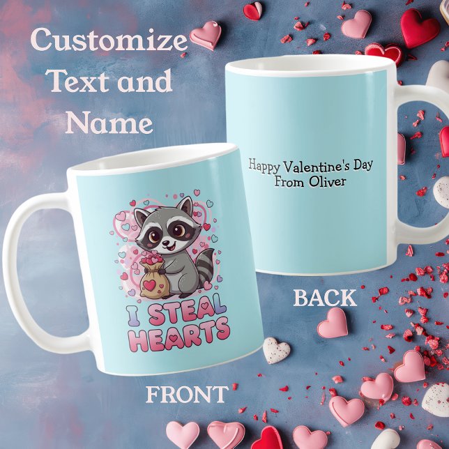 Mug Personalized Cute Raccoon Valentine's Day (Créateur téléchargé)