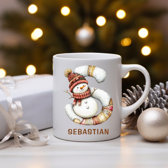 Mug Personalized Cute Snowman Monogram S Christmas (Personalized Cute Snowman Monogram S Christmas Coffee Mug)