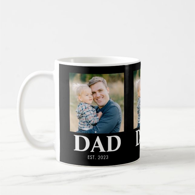 Mug Personalized Dad Established Photo Fathers Day (Gauche)