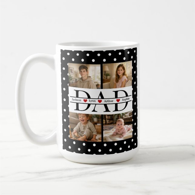 Mug Personalized Dad Photo Collage & Kids Name (Gauche)