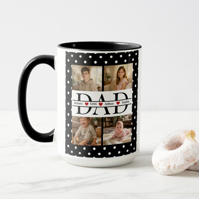 Mug Personalized Dad Photo Collage & Kids Name (Avec donut)