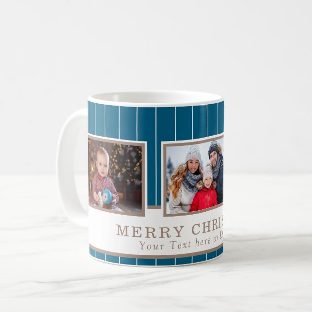 Mug Personalized Family 3 Photo Collage Christmas  (Devant gauche)