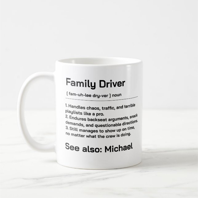 Mug Personalized Family Driver | Funny Daily Driving (Gauche)