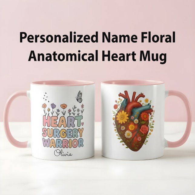 Mug Personalized Floral Anatomical Heart Surgery Gift (Créateur téléchargé)